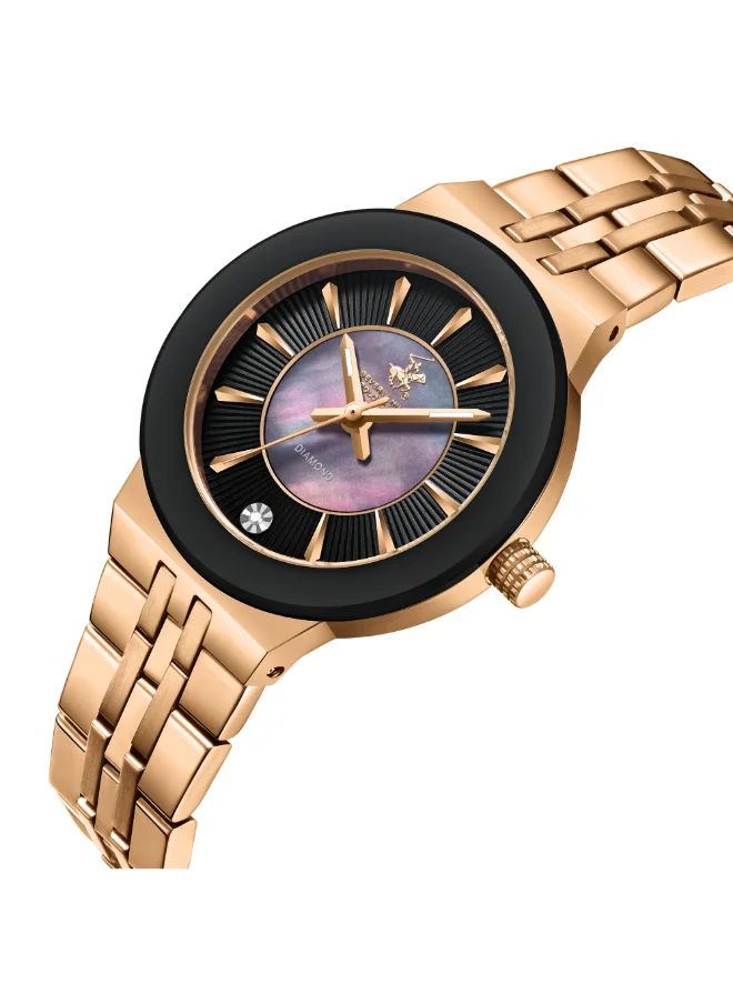 بيفرلي هيلز بولو كلوب BEVERLY HILLS POLO CLUB BP3689X.450 Women Analog Display Watch & Metal Strap Rose Gold