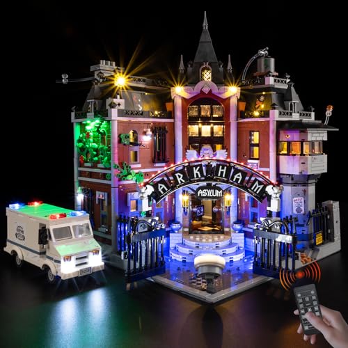 BrickSoul طقم إضاءة متقدم من BrickSoul للتحكم عن بُعد لمجموعة بناء Lego Arkham Asylum 76300 مع إضاءة قابلة للتعتيم والتحكم في المناطق مع تقنية الكابل المخفي سهل التركيب 76300 غير مشمول - Image 1