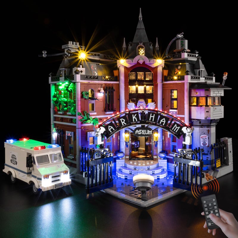 BrickSoul طقم إضاءة متقدم من BrickSoul للتحكم عن بُعد لمجموعة بناء Lego Arkham Asylum 76300 مع إضاءة قابلة للتعتيم والتحكم في المناطق مع تقنية الكابل المخفي سهل التركيب 76300 غير مشمول - Image 3