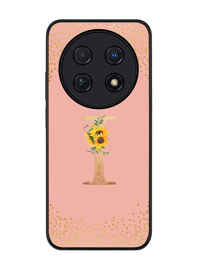 Stylizedd Rugged Black edge case for Huawei nova 12i 4G, Slim fit Soft Cover - Custom Monogram Initial Letter Floral Pattern Alphabet - I (Rose Pink) - Image 1