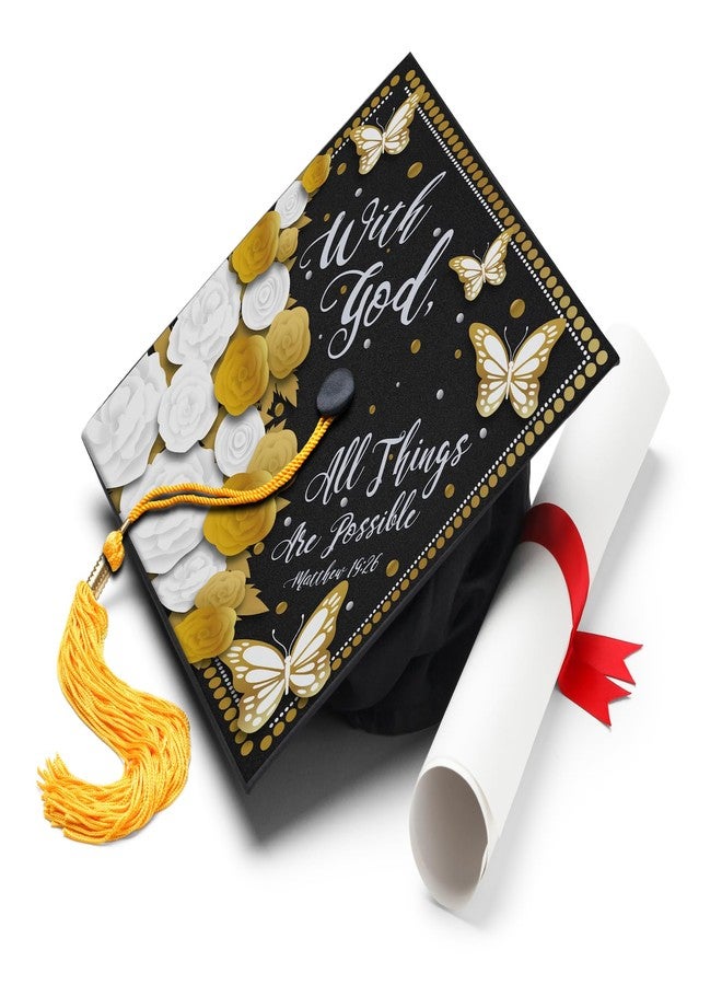ADVANSYNC With God, All Things Are Possible Graduation Cap Topper - Image 1