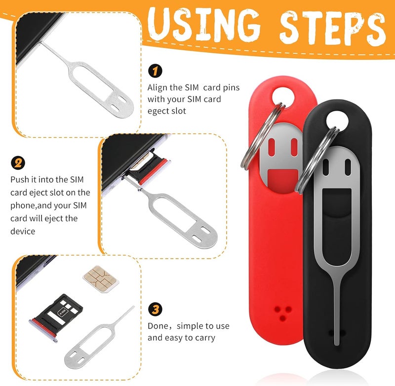 TOODOO Sim Card Removal Tool Phone Chip Remover Unlock Chip Sim Card Tray Eject Pin Tool Needle Opener Ejector with Detachable Keychain Charm for Smart Phone 4 Pieces - Image 3