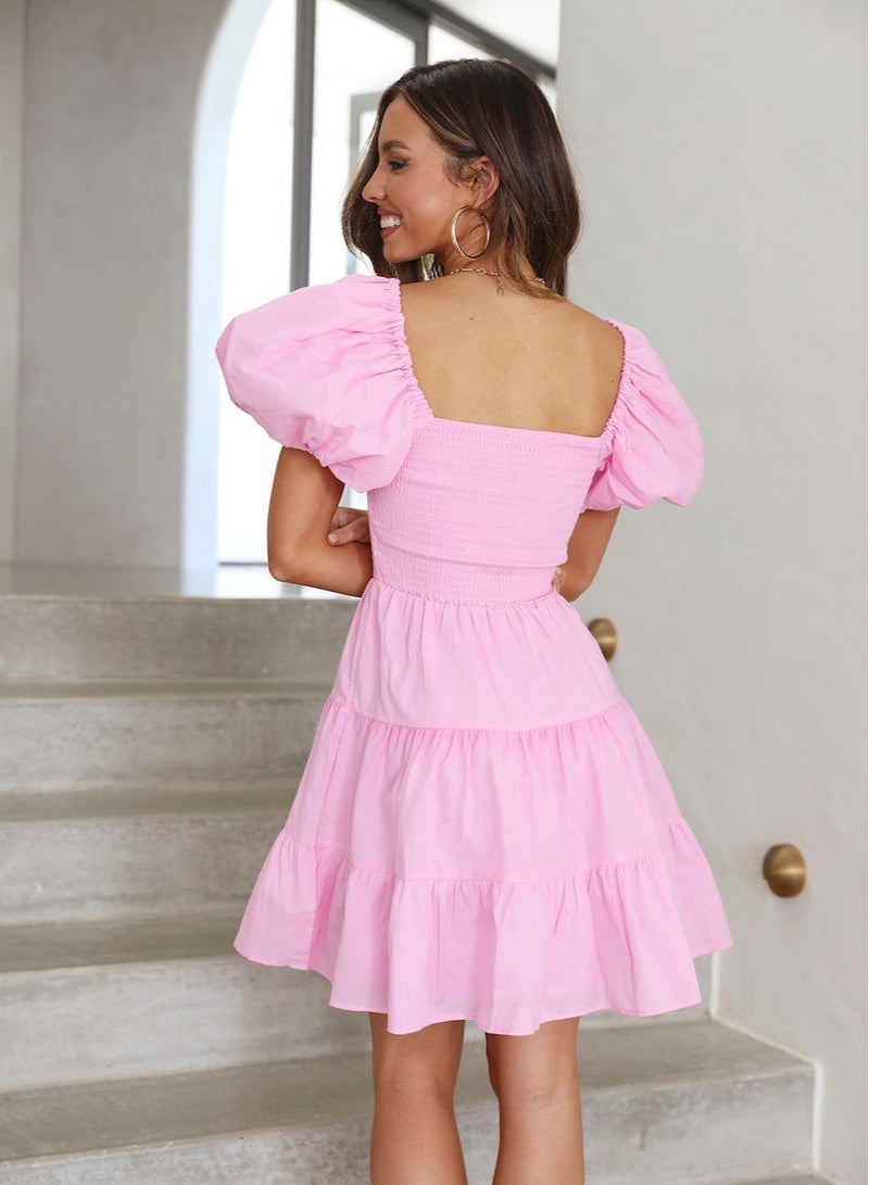 GEXUAN Square Neck Puff Sleeve Dress - Image 4