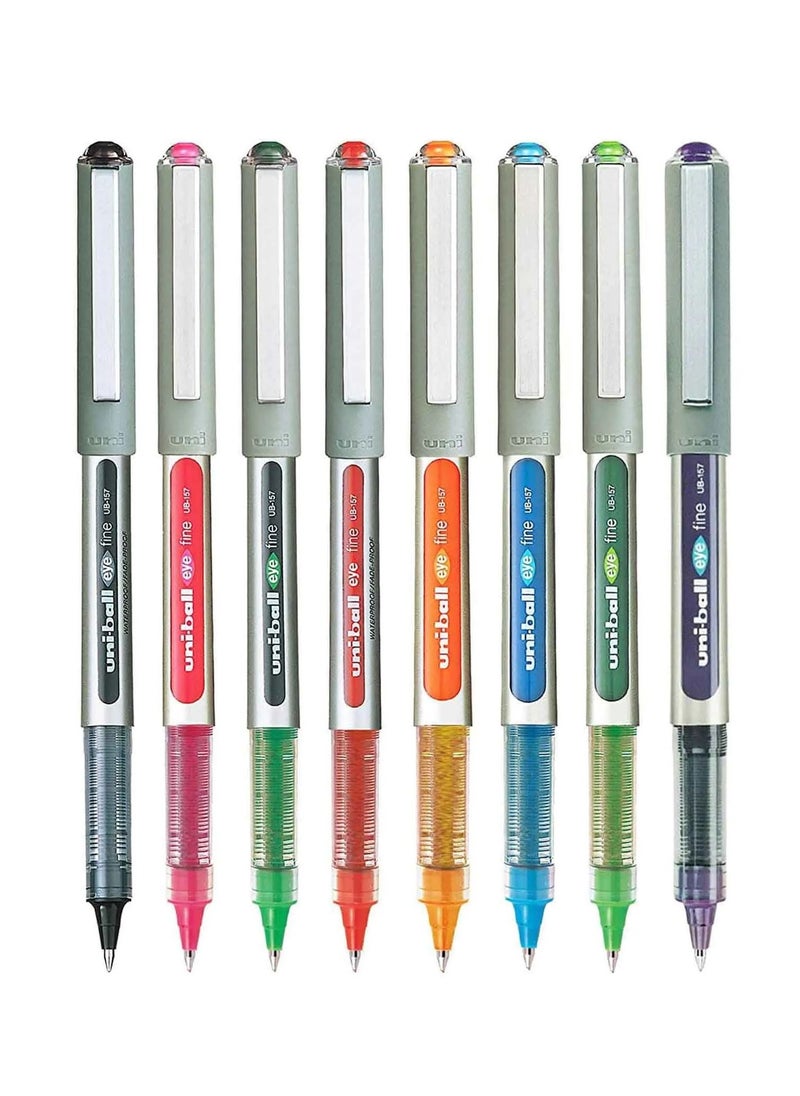 Uniball قلم حبر سائل Eye Fine Roller مكون من 8 قطع برأس 0.7 مم متعدد الألوان  - Image 1