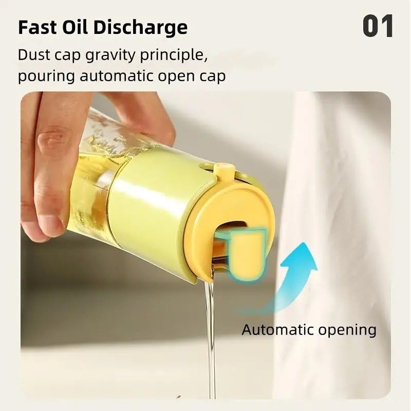 Wrishay 300ml 2 in 1 Olive Oil Pourse and Oil Dispenser Bottle for Kitchen Glass Oil Bottle with Premium Nozzle Oil Sprayer for Air Fryer SaladRoasting Multi Color Pack of 1 - Image 4