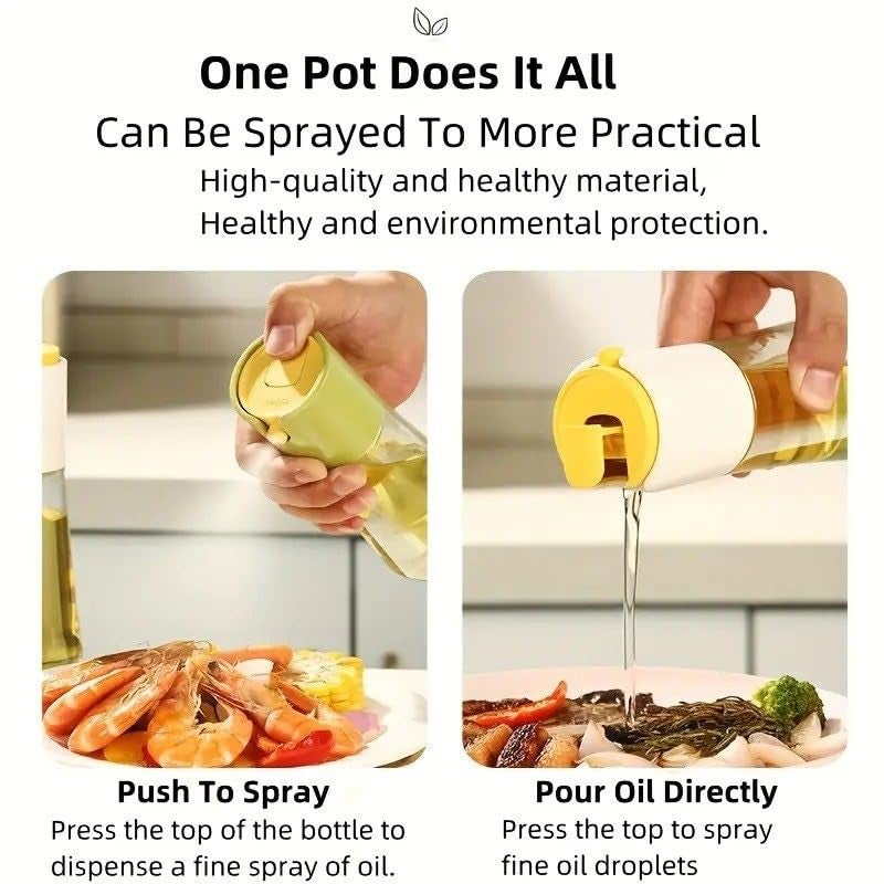 Wrishay 300ml 2 in 1 Olive Oil Pourse and Oil Dispenser Bottle for Kitchen Glass Oil Bottle with Premium Nozzle Oil Sprayer for Air Fryer SaladRoasting Multi Color Pack of 1 - Image 2