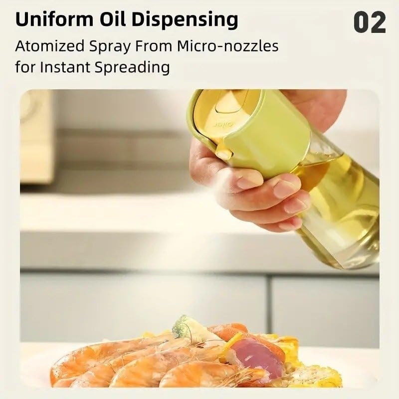 Wrishay 300ml 2 in 1 Olive Oil Pourse and Oil Dispenser Bottle for Kitchen Glass Oil Bottle with Premium Nozzle Oil Sprayer for Air Fryer SaladRoasting Multi Color Pack of 1 - Image 3
