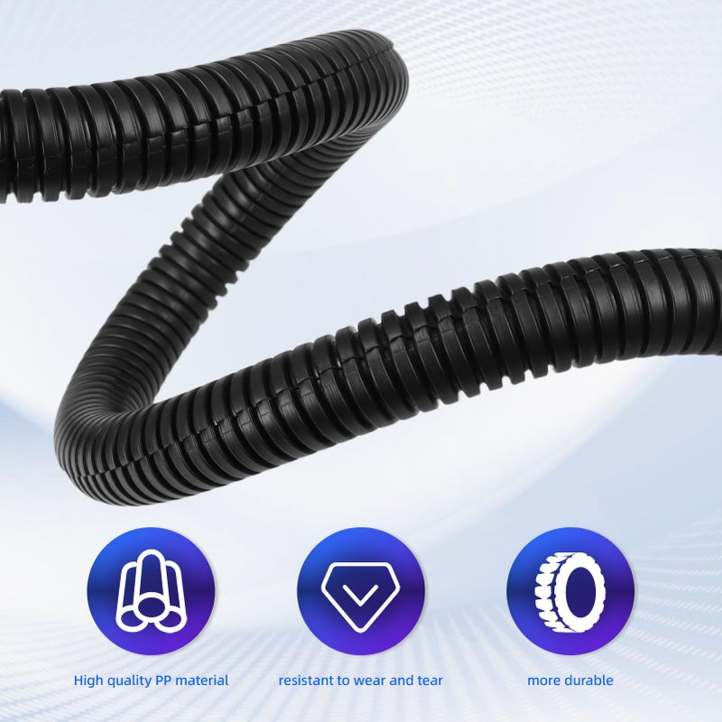 Kelepu Split Wire Loom Tubing,10,25ft Cord Protectors from Pets No Chew, Flexible Wire Covers Cord Protectors, Protective Split Cable Sleeve for Automotive Home Industrial Wires(Black, 0.3inch-10ft) - Image 4