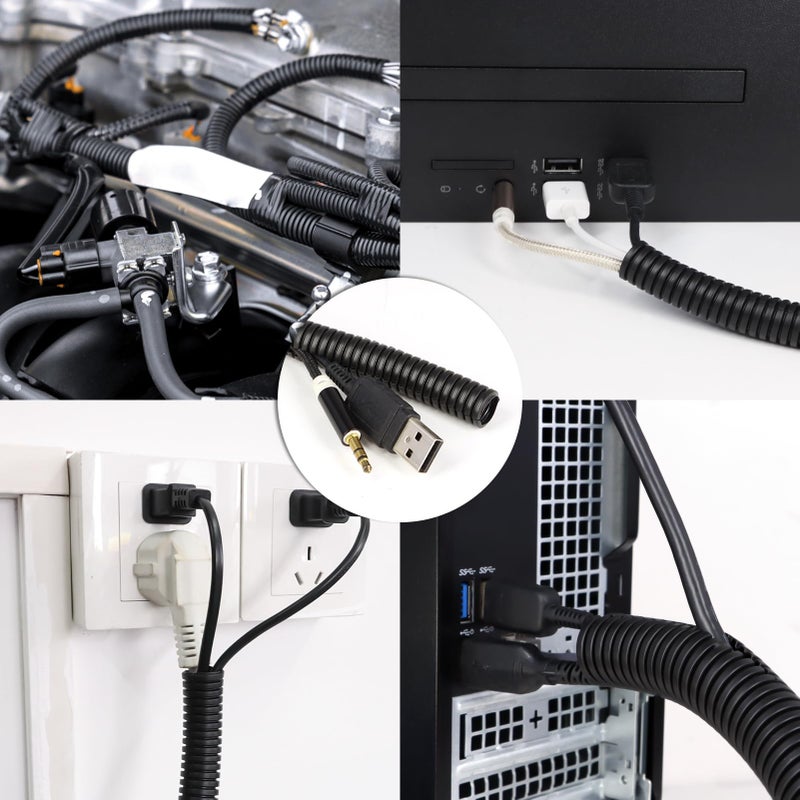 Kelepu Split Wire Loom Tubing,10,25ft Cord Protectors from Pets No Chew, Flexible Wire Covers Cord Protectors, Protective Split Cable Sleeve for Automotive Home Industrial Wires(Black, 0.3inch-10ft) - Image 5