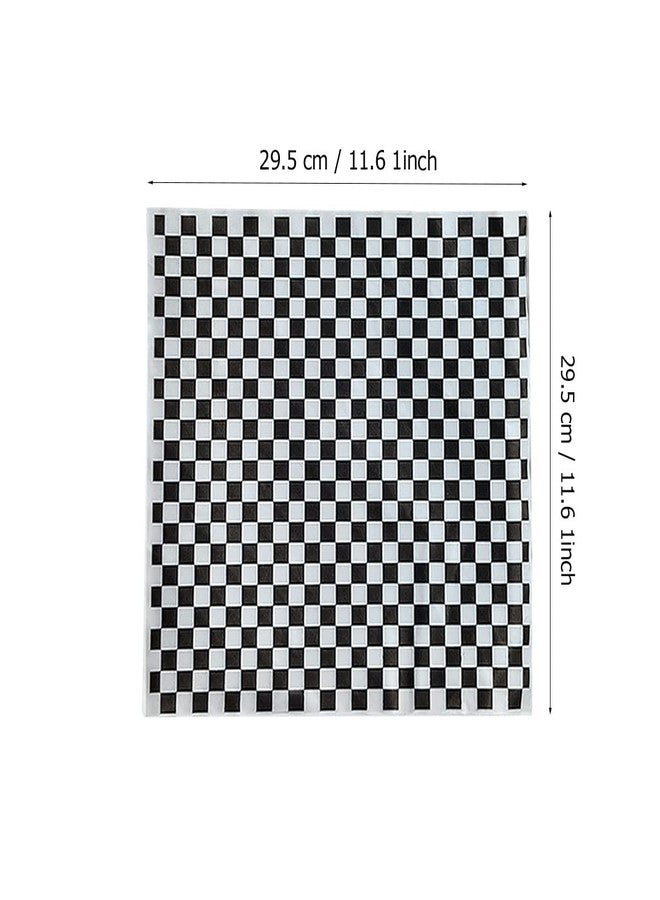 ZTEOFO 100 Sheets Black and White Checkered Dry Waxed Deli Paper, Grease Resistant Basket Liners (11.5''x11.5'') - Image 3