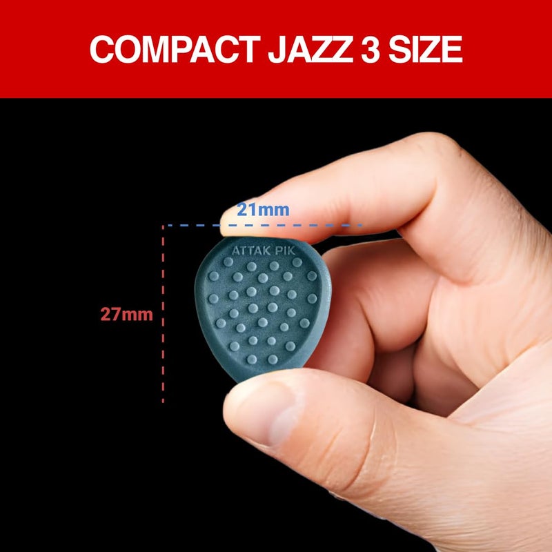 AttakPik Acoustik Attak STEALTH III Guitar Picks â€“ Jazz 3 Size, No-Slip 3D Grip, Beveled Tip â€“ Ideal for Multi-Scale Guitars, Electric & Acoustic | Glow in the Dark (10 Pack, Cobalt) - Image 4