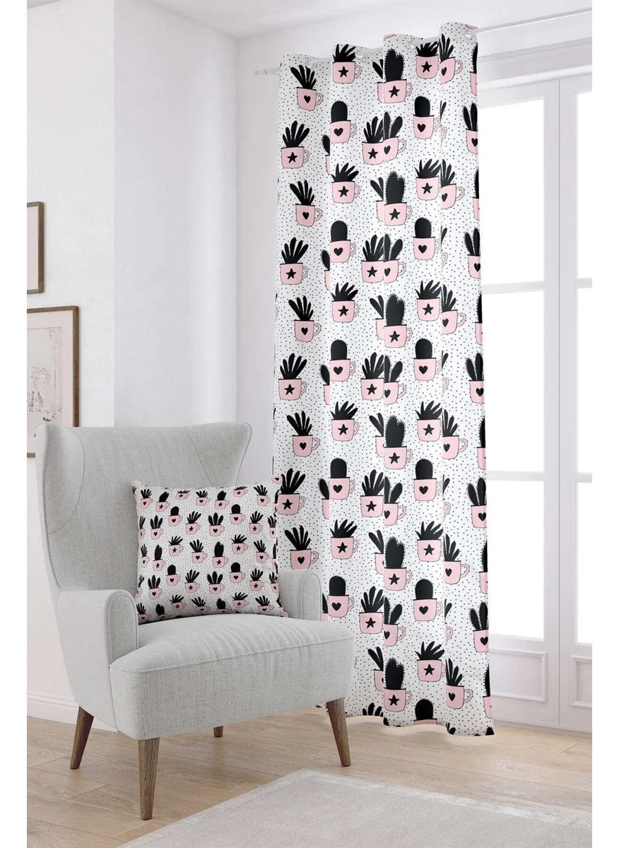 Cango Home White Black Pineapple Patterned Digital Printed Curtain CGH581-PR