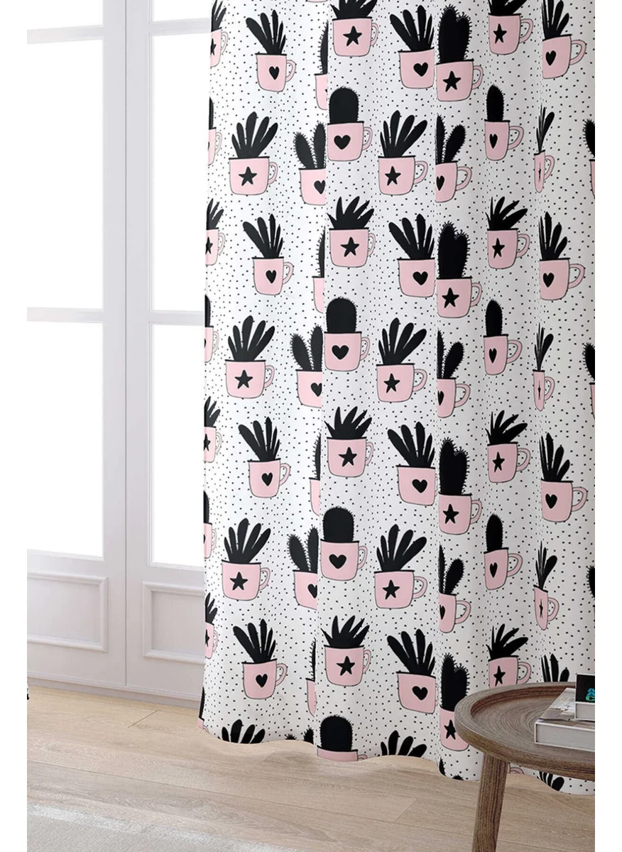 Cango Home White Black Pineapple Patterned Digital Printed Curtain CGH581-PR