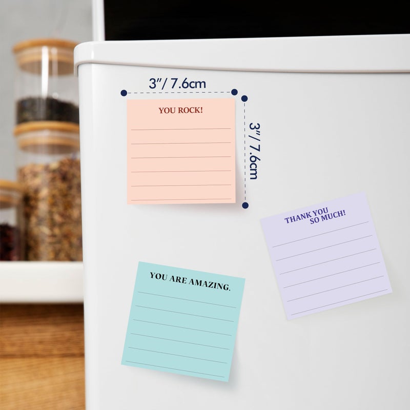 Vantasii 18 PCS Inspirational Sticky Notes with Lines, Adhesive Note Pads Motivational Fun Notepads, Employee Appreciation Gifts Bulk for Teacher, Nurse, Coworkers, Office, Work & Study Supplies (3â€ x 3â€œ) - Image 2