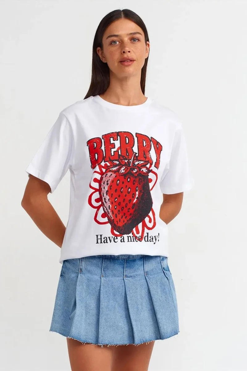 DILVIN Women's Cotton Printed Crew Neck T-Shirt