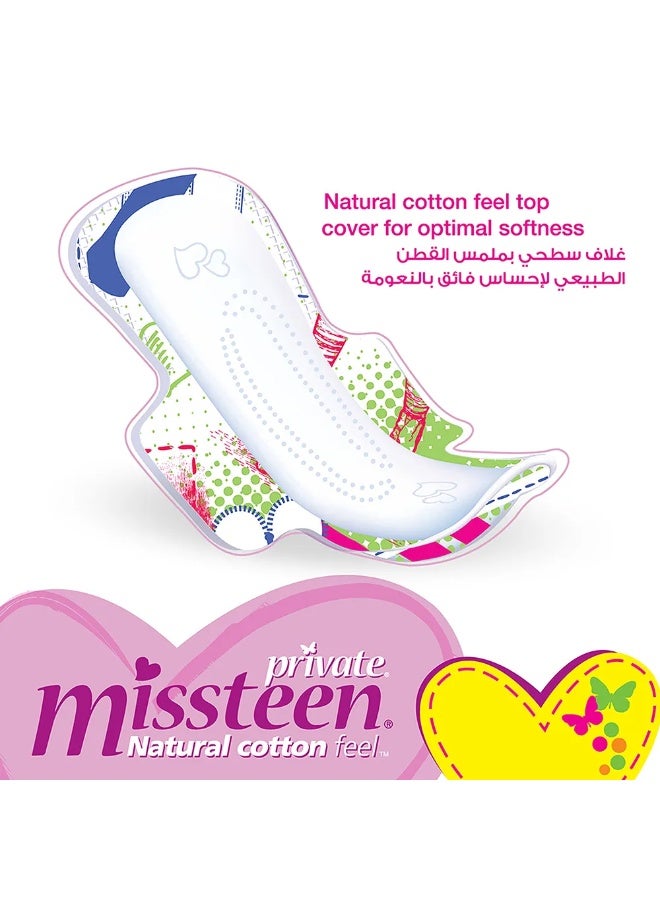 Private Missteen Natural Cotton Feel Extra Thin Pads With Wings 20 Normal Pads - Image 4