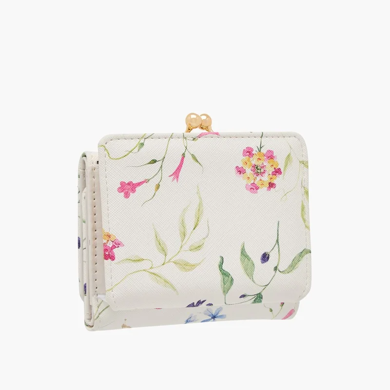 Flora Bella By Shoexpress Women's Floral Print Tri-Fold Wallet with Button Closure