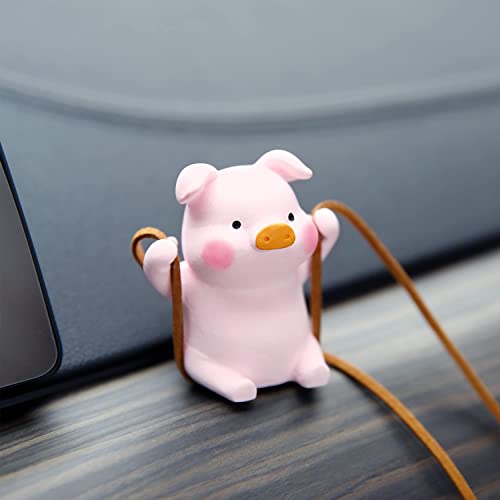 YGMONER Super Cute Swinging Pig Car Mirror Hanging Ornament Car Interior Accessories (Pig) - Image 2