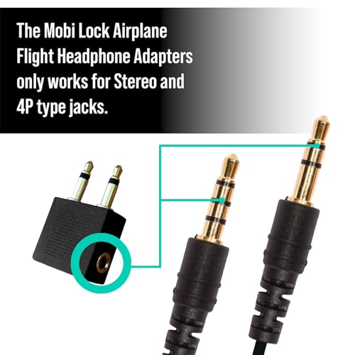 Mobi Lock Gold Plated Airplane Flight Headphone Adapters (Pack of 2) | Allows you to use your Earphones with all In-Flight Media Systems | This Airline Plane Headset Converter Enables Great Sound on all Planes - Image 4