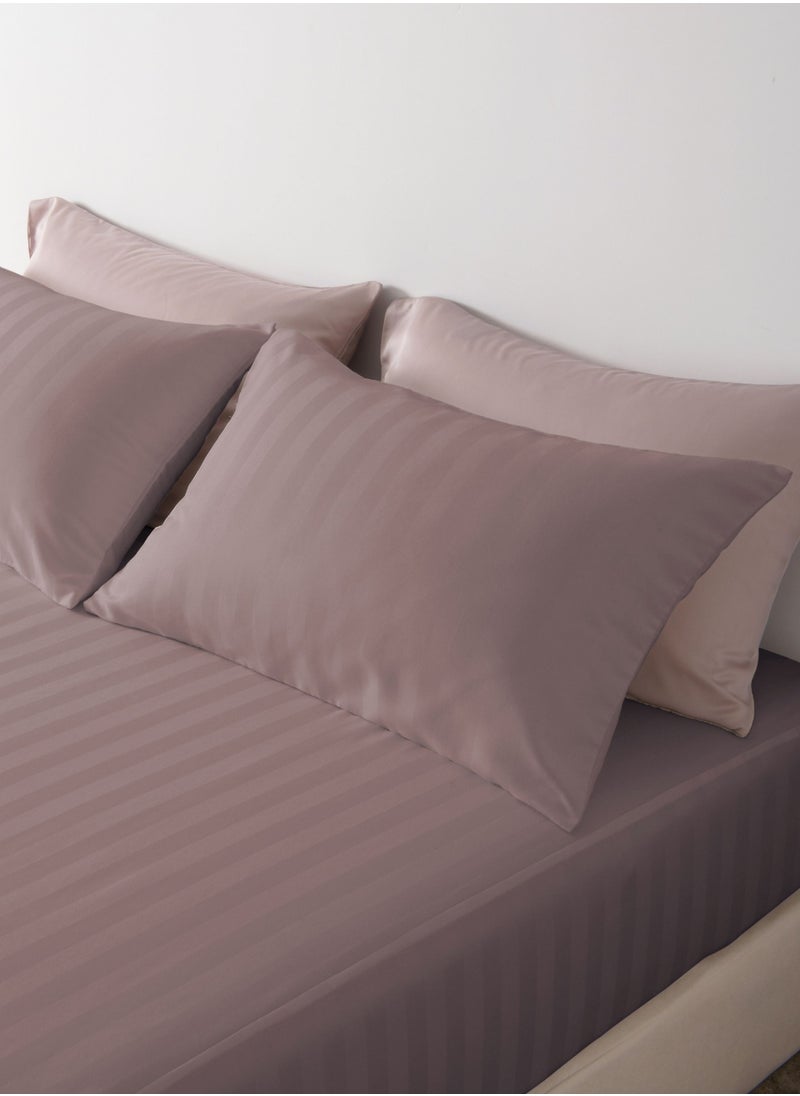 Master Home Textile Single Microfiber Sheet Set,  Single Size 2 Pieces, Hotel Stripes Design  - Image 3