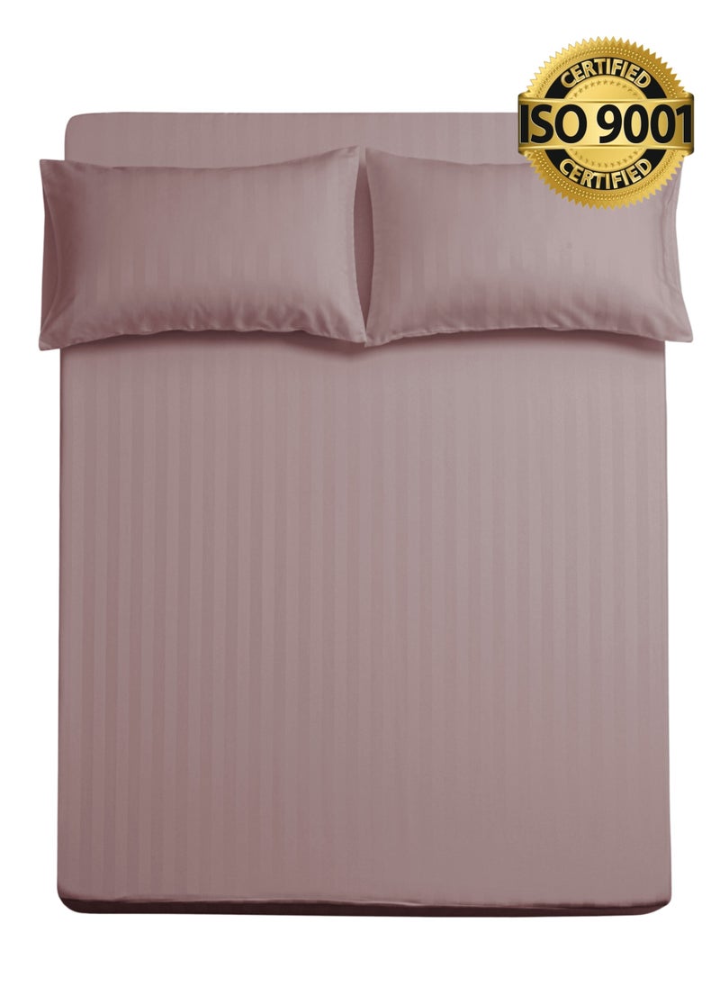 Master Home Textile Single Microfiber Sheet Set,  Single Size 2 Pieces, Hotel Stripes Design  - Image 1
