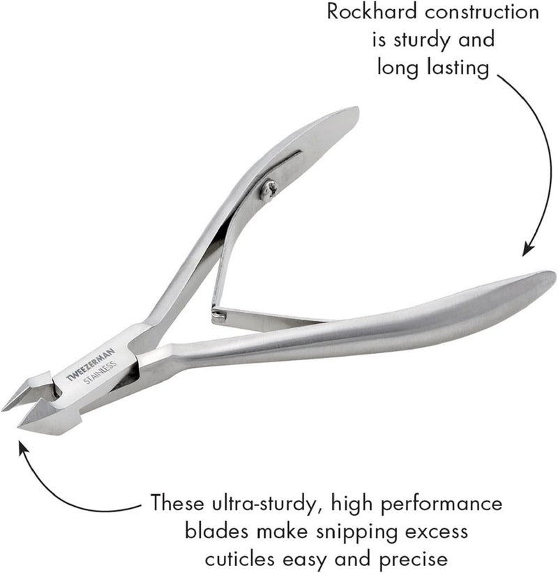 Tweezerman Rockhard Stainless Steel Cuticle Nipper, 1/2 Jaw - Precision Nail Care Tool - Image 3