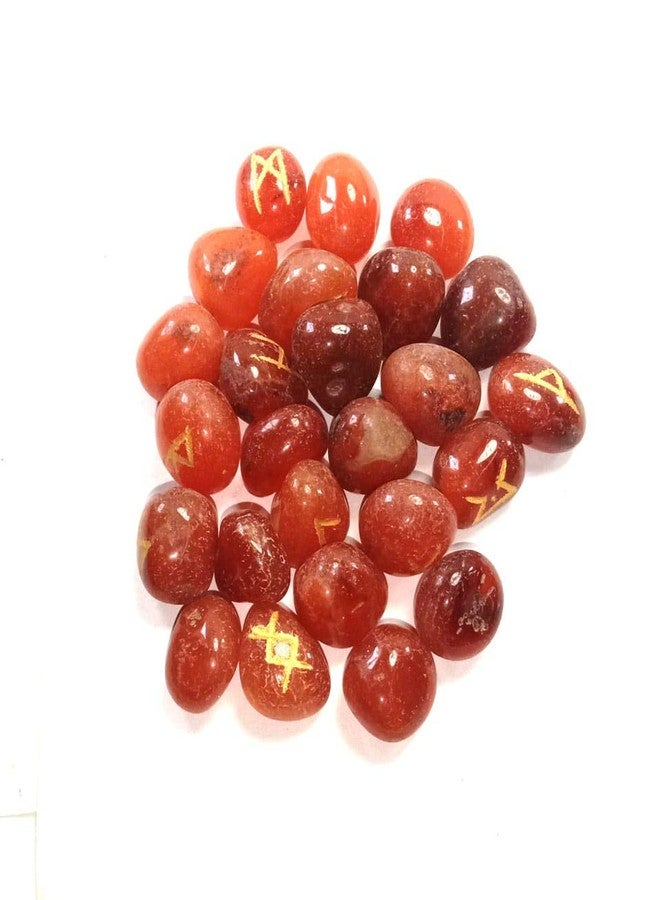 CA AGATE Natural Red Carnelian Rune Set Polished Stone Engraved Symbol 25 pcs 4 Set Crystal Reiki Chakra Healling Gemstone - Image 4