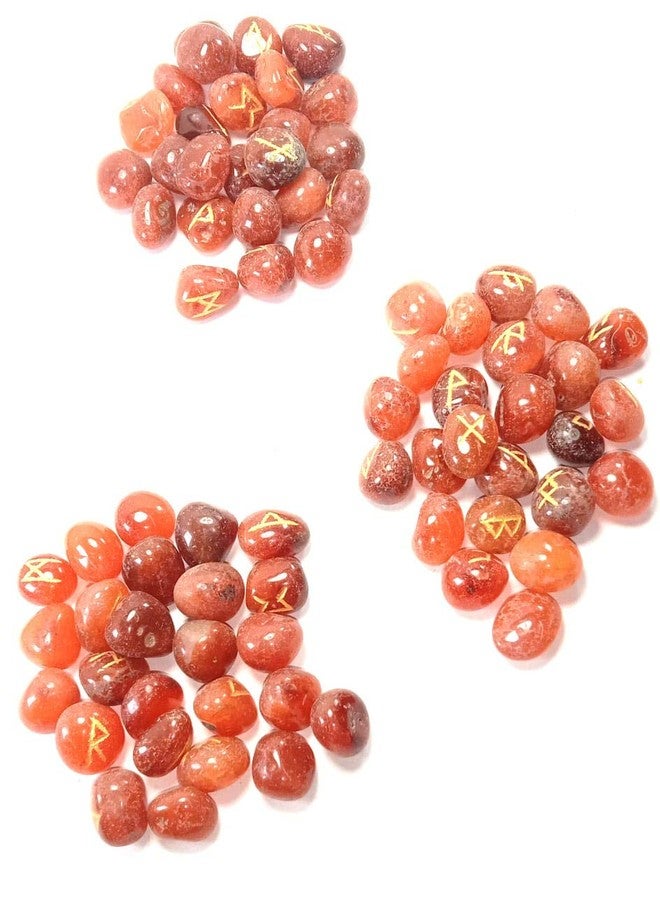 CA AGATE Natural Red Carnelian Rune Set Polished Stone Engraved Symbol 25 pcs 4 Set Crystal Reiki Chakra Healling Gemstone - Image 2
