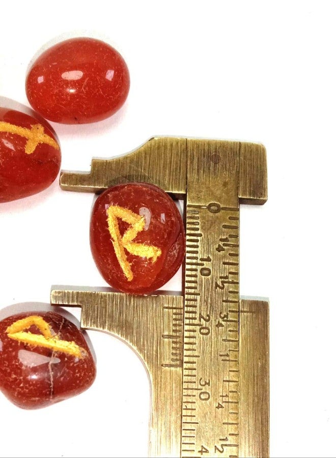 CA AGATE Natural Red Carnelian Rune Set Polished Stone Engraved Symbol 25 pcs 4 Set Crystal Reiki Chakra Healling Gemstone - Image 5