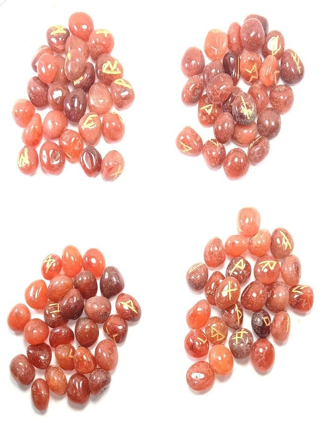 CA AGATE Natural Red Carnelian Rune Set Polished Stone Engraved Symbol 25 pcs 4 Set Crystal Reiki Chakra Healling Gemstone - Image 1