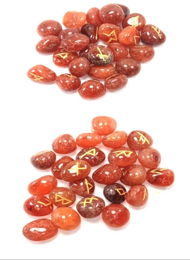 CA AGATE Natural Red Carnelian Rune Set Polished Stone Engraved Symbol 25 pcs 4 Set Crystal Reiki Chakra Healling Gemstone - Image 3