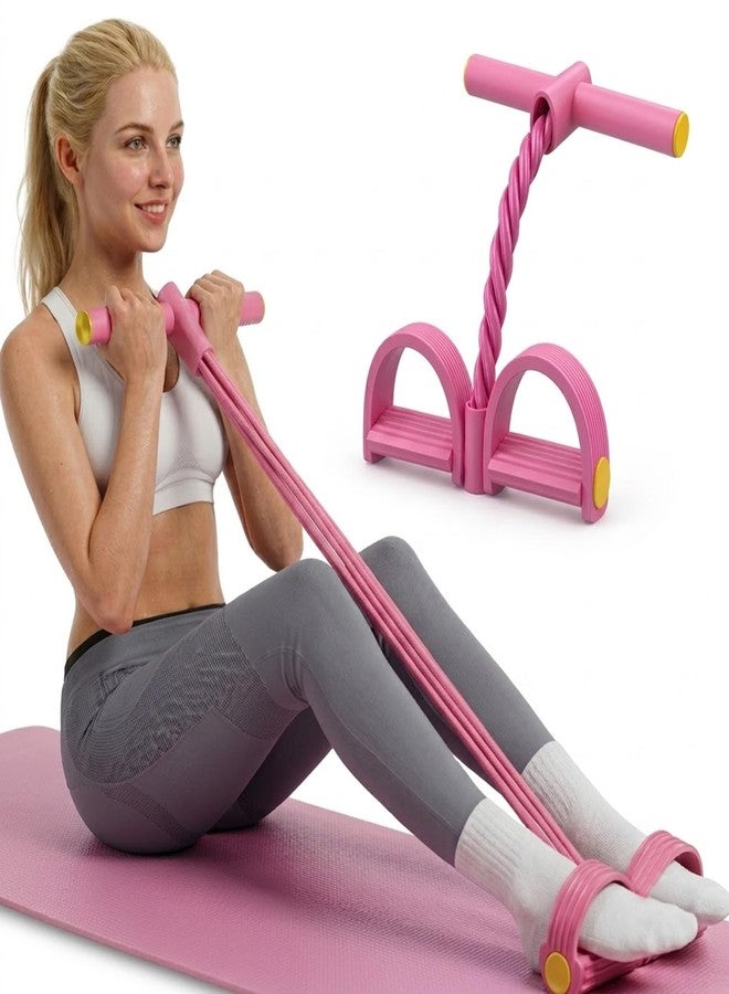 BYXAS Resistance Bands with Handles, Pedal Resistance Band for Exercise and Workout, Elastic Fitness Bands for Home Workout, Multifunction Exercise Equipment for Abdomen, Waist, Arms and Legs (Pink) - Image 1
