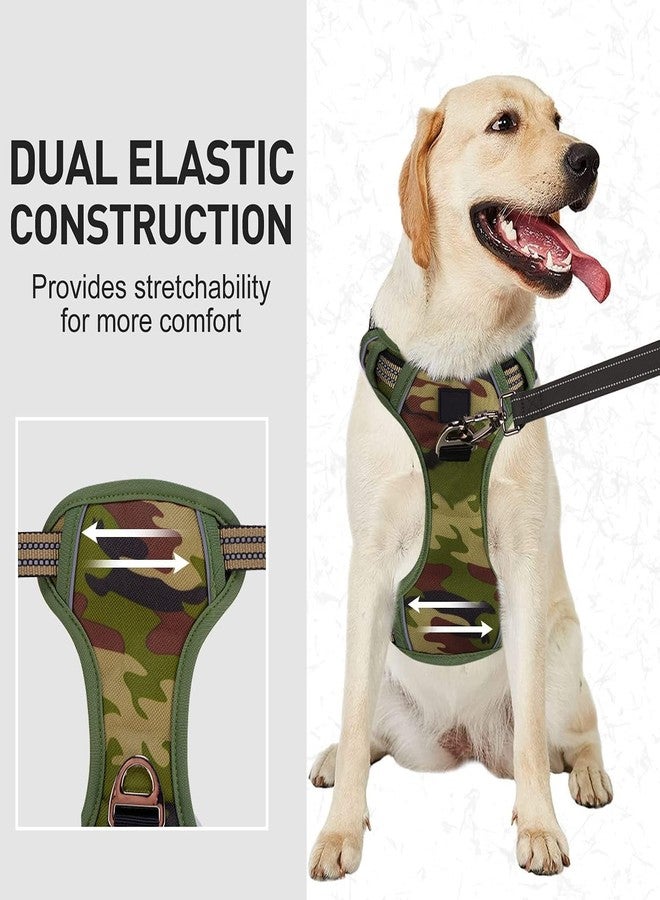 Sakuun No Pull Dog Harness with 5ft Leash for XL Dogs 32"-40" | Reflective, Adjustable, Padded Chest Vest | Heavy Duty Body Belt for Walking, Training, Hiking, Running | Army Camouflage - Image 4