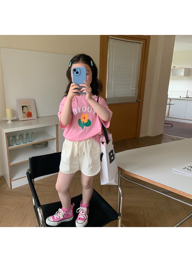 Children's Summer Thin Cartoon Print Short Sleeve Korean Style Boys And Girls Ramie Cool Mint Fun Bobot Shirt