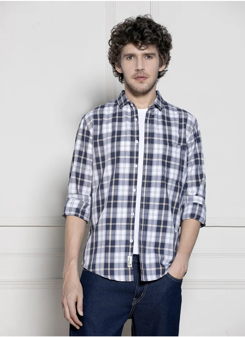 Dennis Lingo Navy Regular Shirt for Men - Timeless, Comfortable