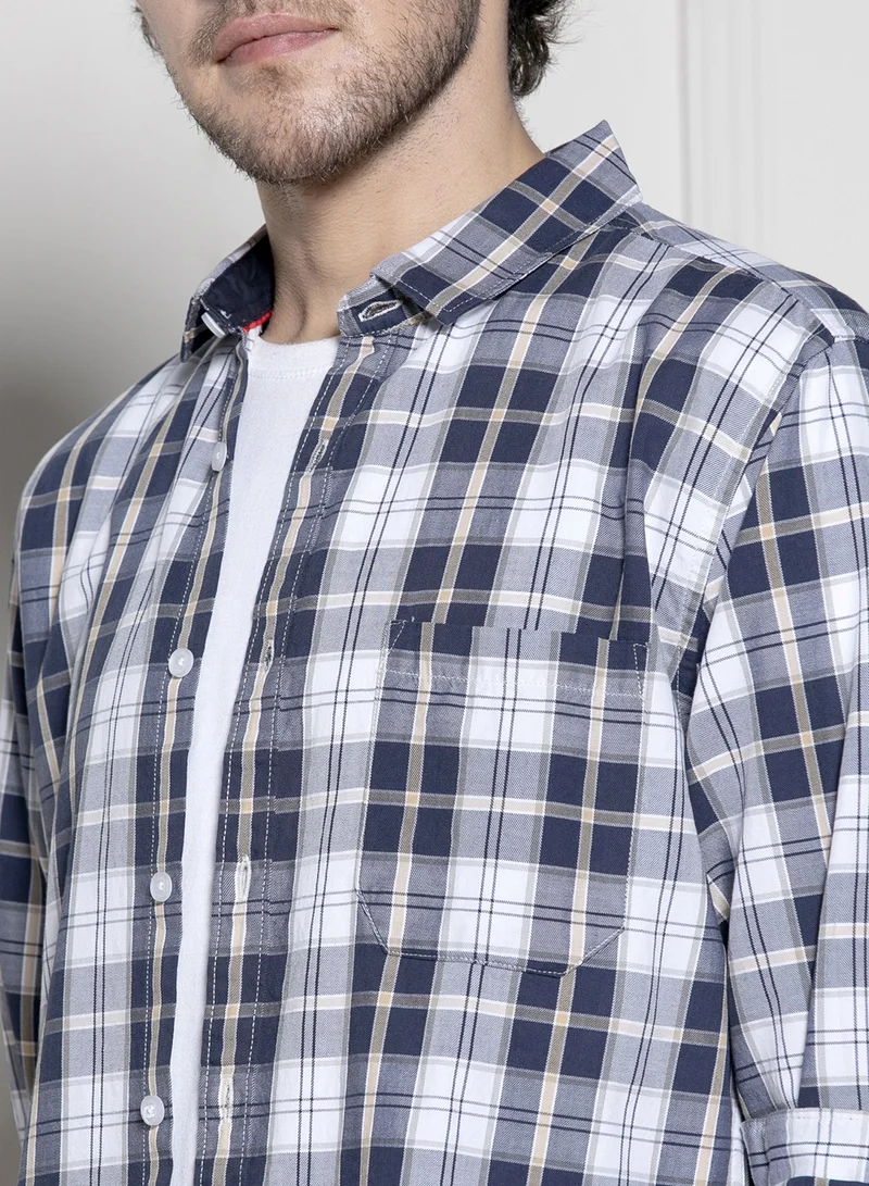 Dennis Lingo Navy Regular Shirt for Men - Timeless, Comfortable