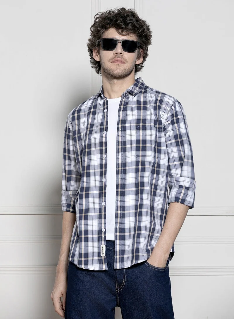 Dennis Lingo Navy Regular Shirt for Men - Timeless, Comfortable