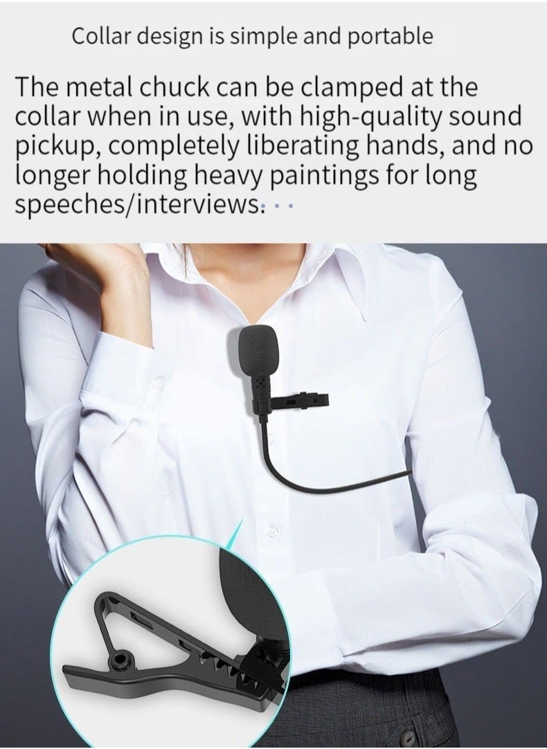Generic lavalier microphone mini portable small microphone live mobile phone computer recording noise reduction round interface  - Image 2