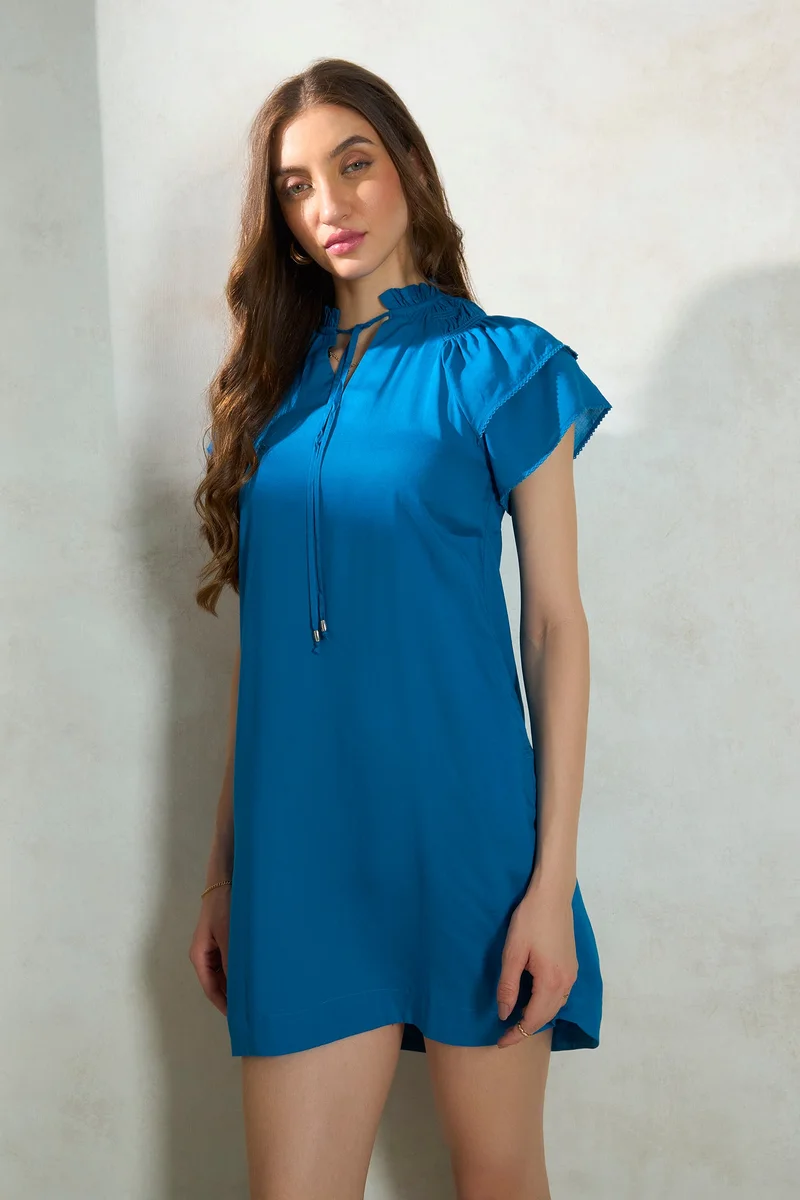 Virgio Ruffled Neckline Dress