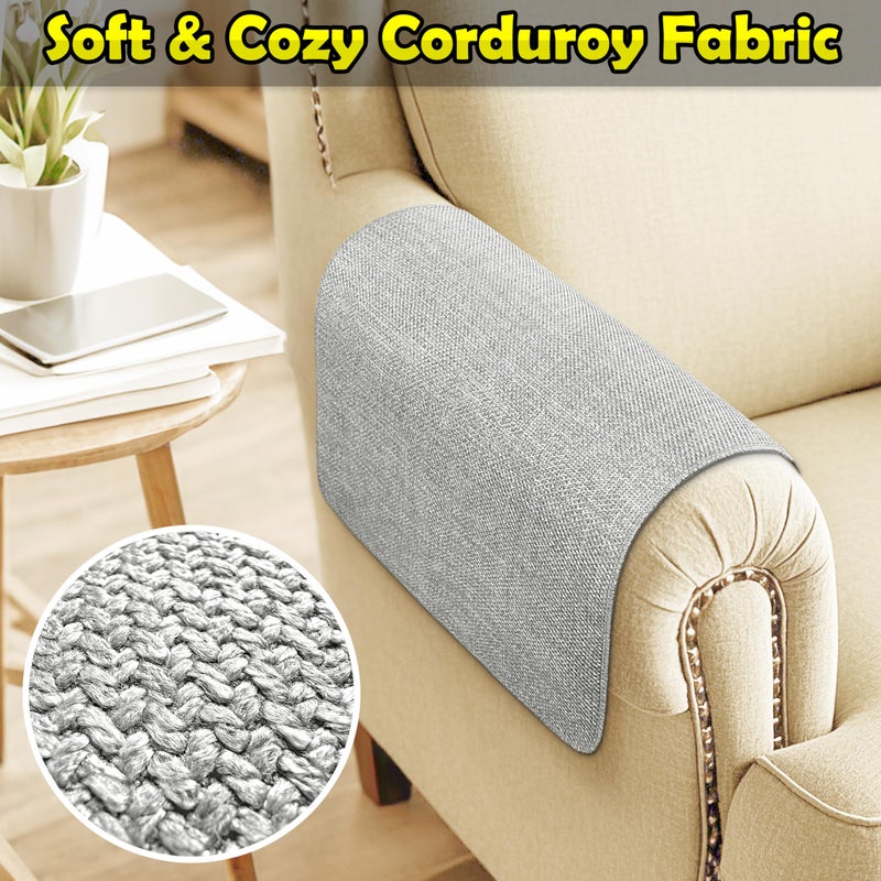 LovoGemy Couch Arm Covers, Waterproof Armrest Cover for Sofa, Armchair, Loveseat, Non-Slip Recliner Arm Cover, Sofa Arm Covers, Headrest Covers, Arm Chair Covers Set of 2 (Light Gray, 24"Ã—20") - Image 4
