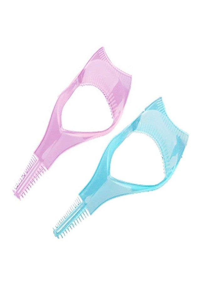 SquarezhenBo 2Pcs Pink and Blue 3in1 Mascara Shield Guard Eyelash Brush Curler Guide Applicator Comb Makeup Tool Random Color Durable and Practical Mascara Brushes Tools and Accessories - Image 1