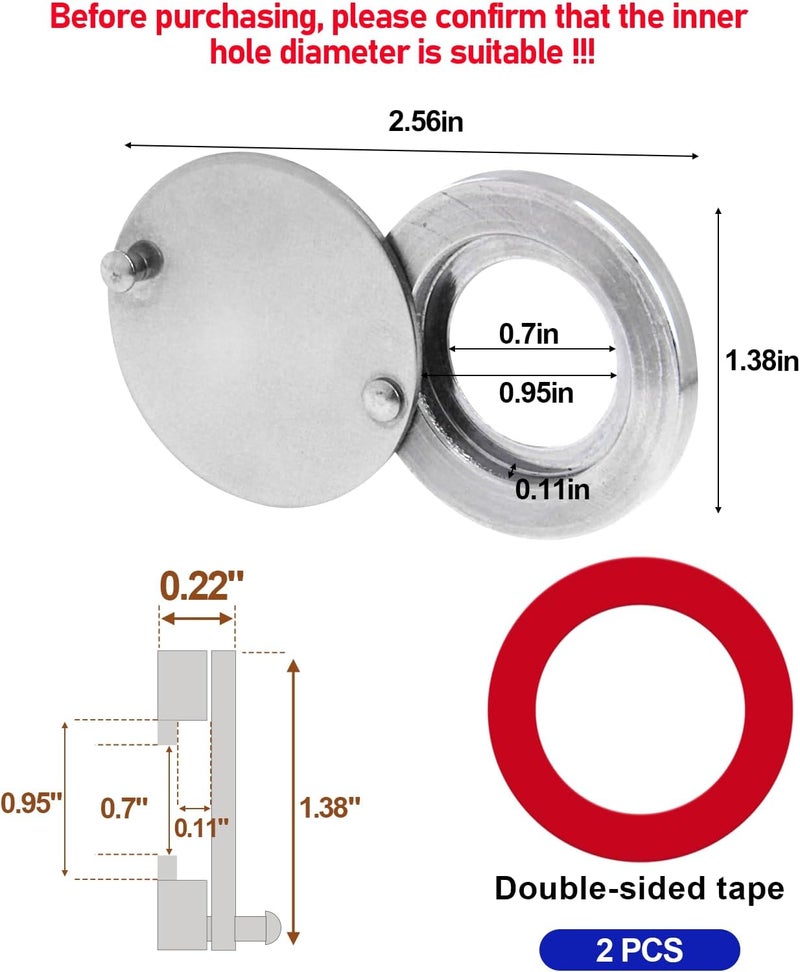 KIBBEH Door Viewer Peephole Cover, Chrome Silver Home Security Protector with Convenient Self-Adhesive Mounting Tools (Large Size) - Image 2