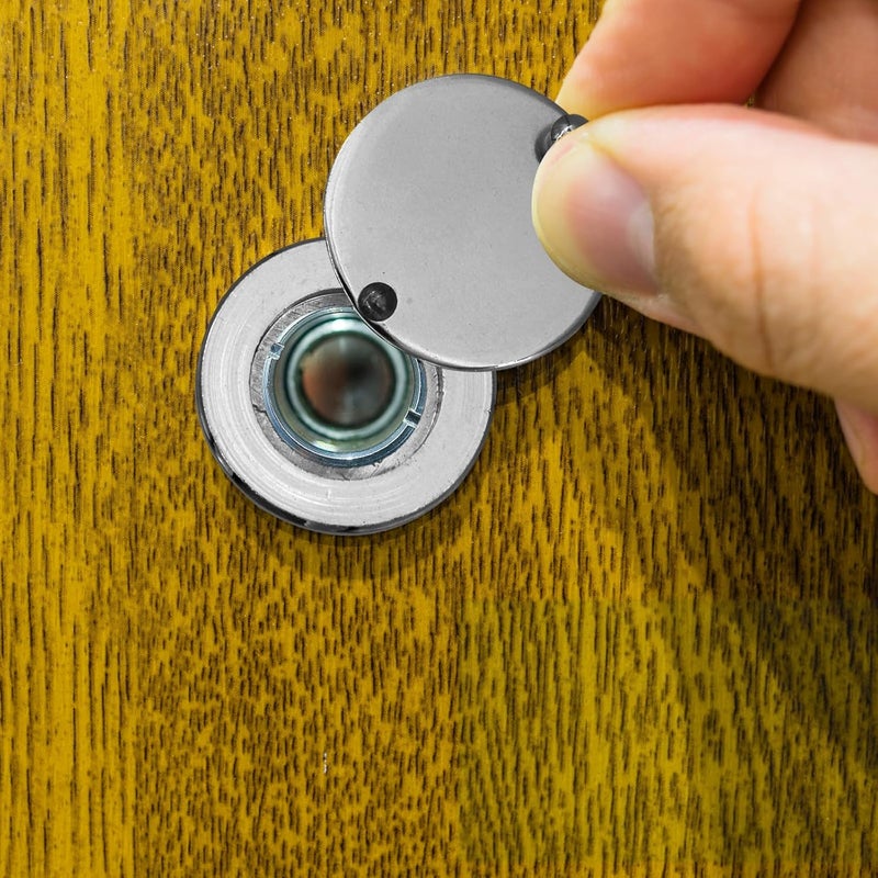 KIBBEH Door Viewer Peephole Cover, Chrome Silver Home Security Protector with Convenient Self-Adhesive Mounting Tools (Large Size) - Image 5