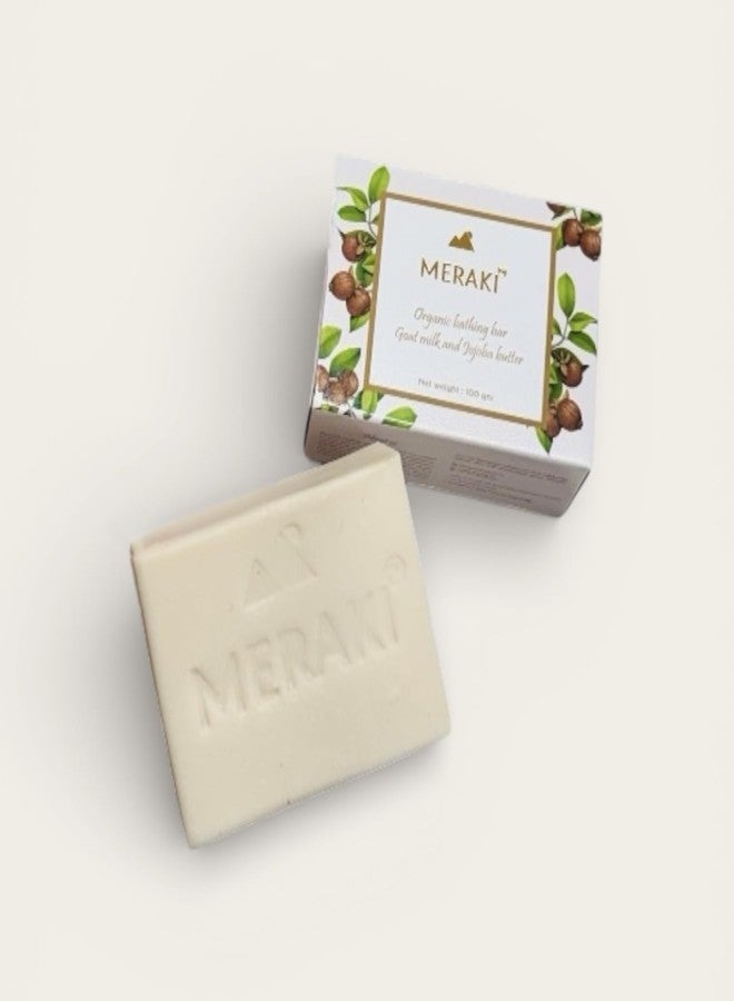 MERAKI Organic Bathing Bar - Goat Milk and Jojoba Butter | Natural Handmade Soap for Soft & Nourished Skin | 100 gms - Image 1