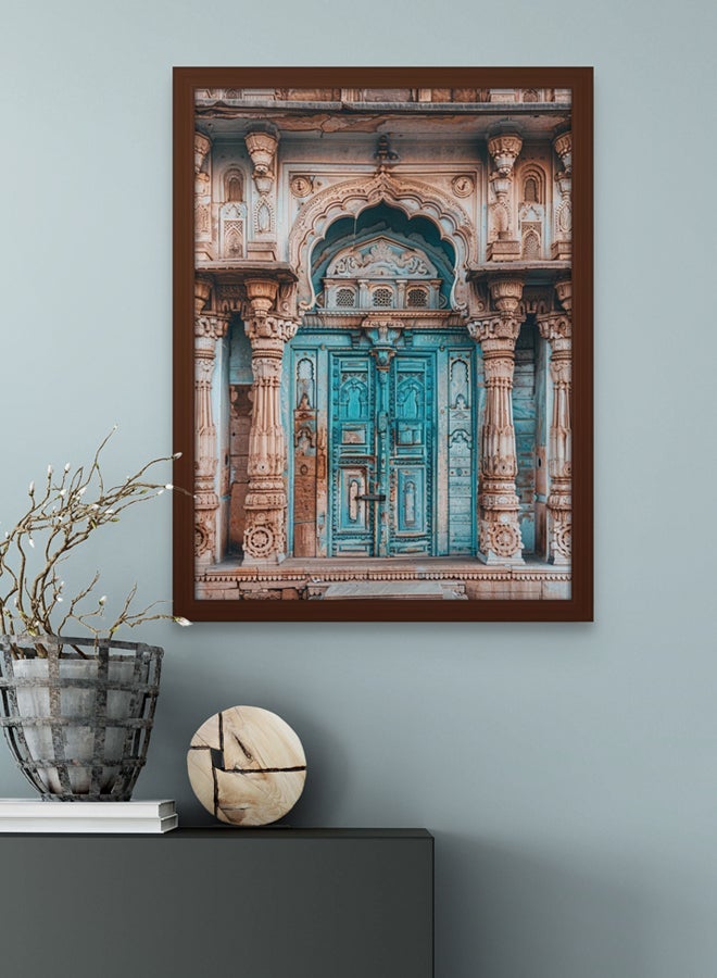 آرت دیکور  فن الديكور الأزرق خمر جدار الفن من الهندسة المعمارية الهندية الفن الحديث مؤطرة الفنون الجميلة التصميم التقليدي لغرفة المعيشة غرفة نوم مكتب المنزل الهدايا - Image 2