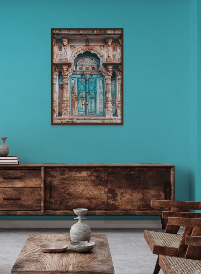 آرت دیکور  فن الديكور الأزرق خمر جدار الفن من الهندسة المعمارية الهندية الفن الحديث مؤطرة الفنون الجميلة التصميم التقليدي لغرفة المعيشة غرفة نوم مكتب المنزل الهدايا - Image 3