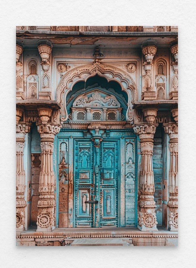 آرت دیکور  فن الديكور الأزرق خمر جدار الفن من الهندسة المعمارية الهندية الفن الحديث مؤطرة الفنون الجميلة التصميم التقليدي لغرفة المعيشة غرفة نوم مكتب المنزل الهدايا - Image 1