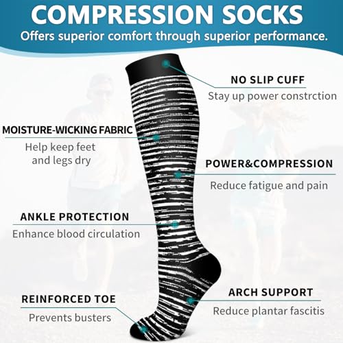 Bluemaple 6 Pack Copper Compression Socks for Women and Men Circulation-Best Support for Medical,Running,Nursing,Athletic - Image 5