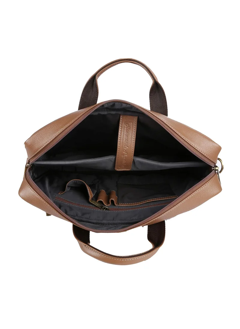 HAMMONDS FLYCATCHER Laptop Bag for Men - Leather Office Bag with Multiple Compartments - Fits 14/15.6/16 Inch Laptop Bag - Messenger and Shoulder Bag for Travel - Water Resistant - Burlywood