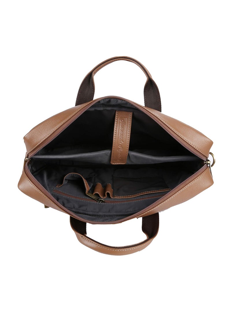 HAMMONDS FLYCATCHER Laptop Bag for Men - Leather Office Bag with Multiple Compartments - Fits 14/15.6/16 Inch Laptop Bag - Messenger and Shoulder Bag for Travel - Water Resistant - Burlywood  - Image 2